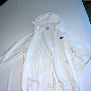White Nike Club Fleece Full Zip Hoodie